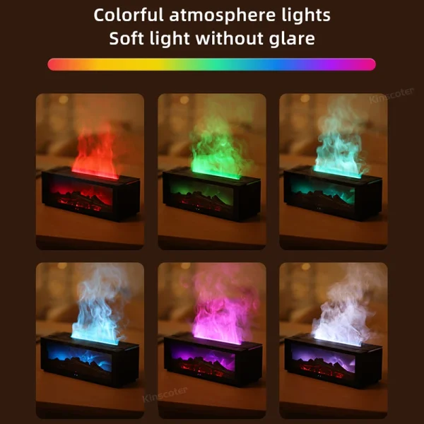 Simulated Fireplace Diffuser Aroma Essential Oil Air Humidifier with Timer Remote & Colorful Night Light for Home Creative Gift - Image 3