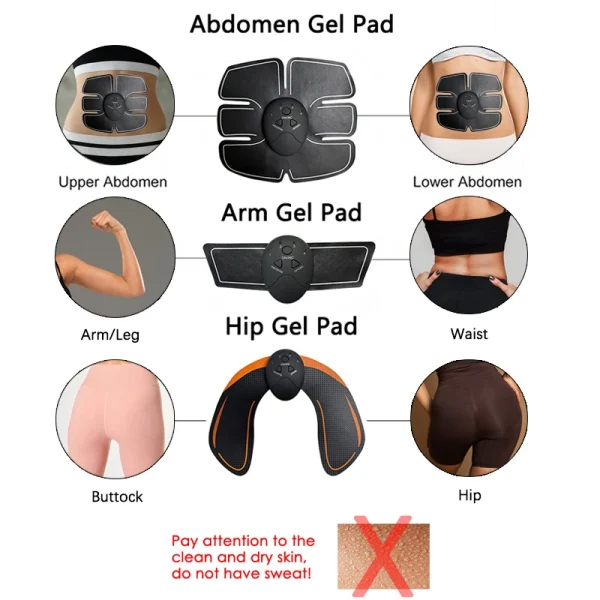 EMS Hip Muscle Stimulator Fitness Lifting Buttock Abdominal Arms Legs Trainer Weight Loss Body Slimming Massage With Gel Pads - Image 3