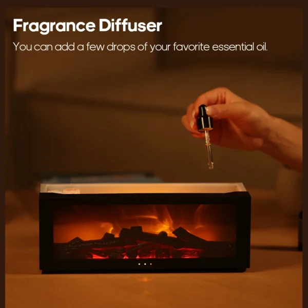 Simulated Fireplace Diffuser Aroma Essential Oil Air Humidifier with Timer Remote & Colorful Night Light for Home Creative Gift - Image 5